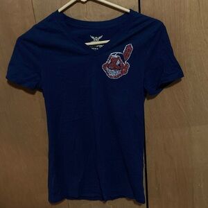 Navy Blue Graphic Cleveland Indians T-Shirt